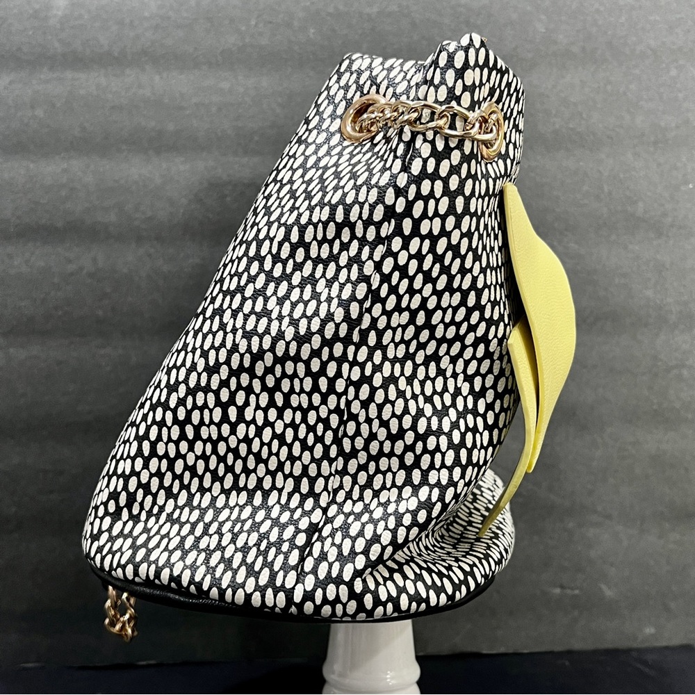 Betsey Johnson Yellow & Black Polka Dot Bow Tote - Picture 5 of 11